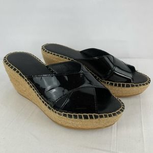 Andre Assous Black Wedge Espadrille Size 37